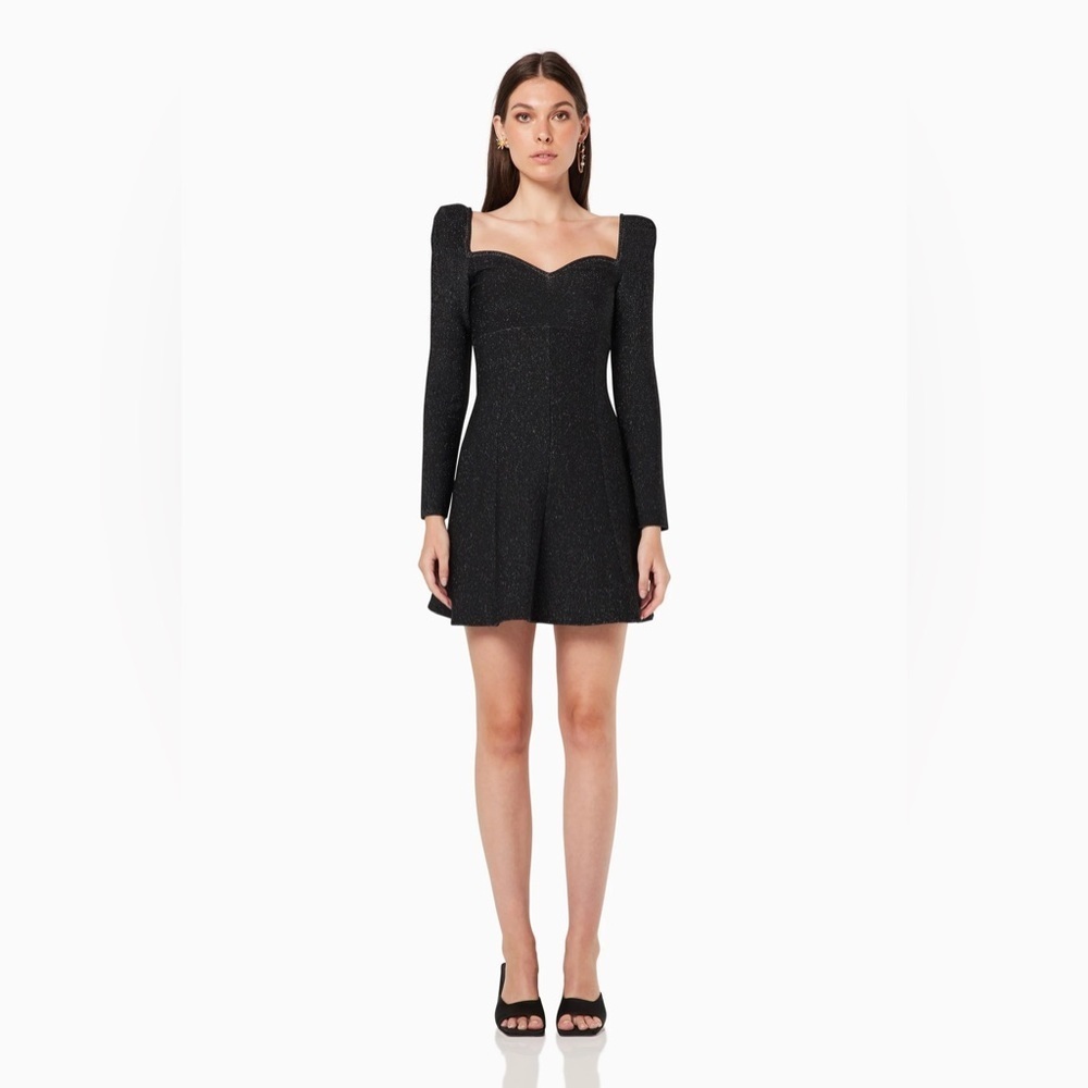 Elliatt Mallory Long Sleeve Mini Dress in Blacksilver - Picture 3 of 6